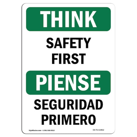 OSHA THINK Sign, Bilingual, 7in X 5in Decal